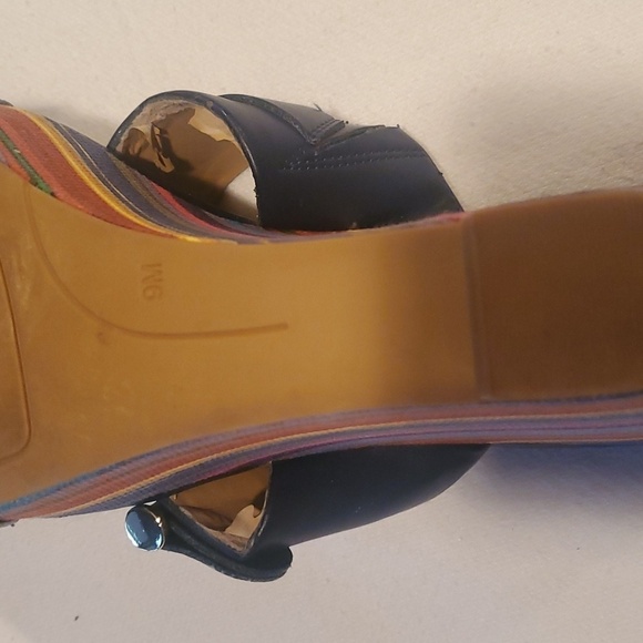 Nine West Navy Lara Striped ~4" Wedge Sz. 9 Sandal - Picture 9 of 13